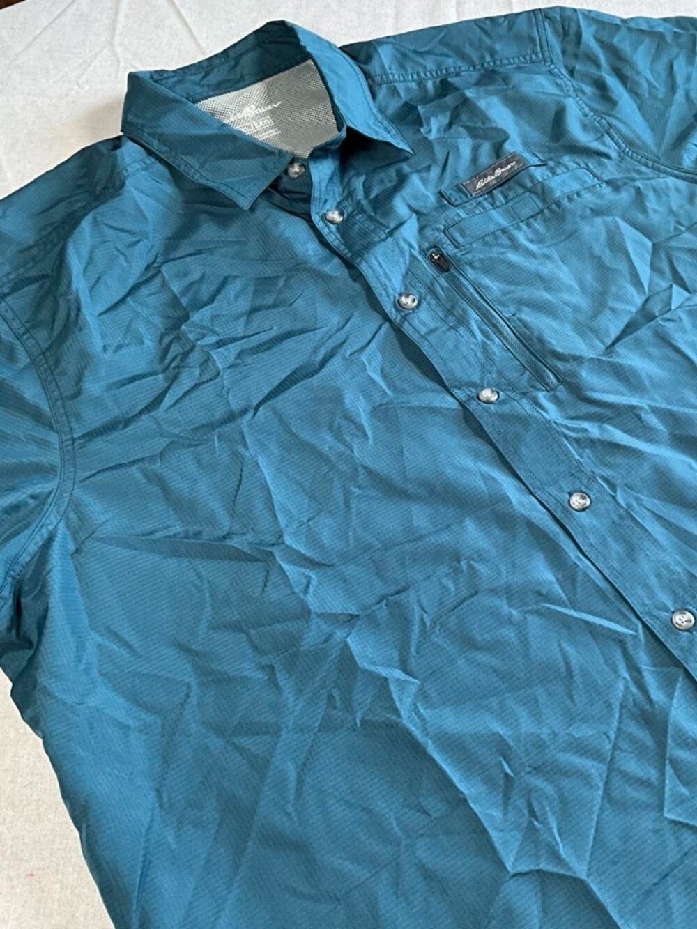 Mens Eddie Bauer Vented Camping Hiking Short Sleeve Fishing Shirt (2XL)